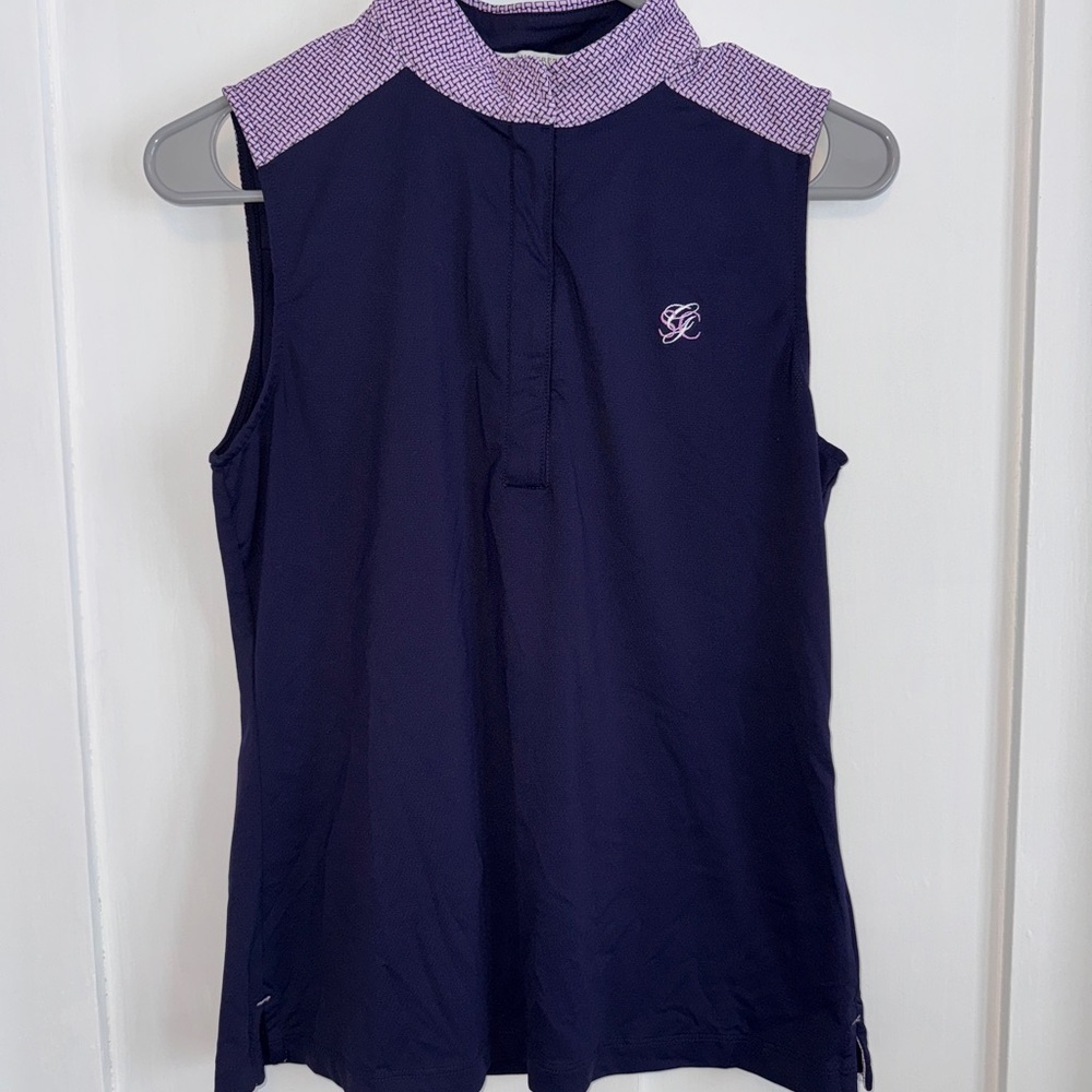 Navy and Purple Women's Golf Top